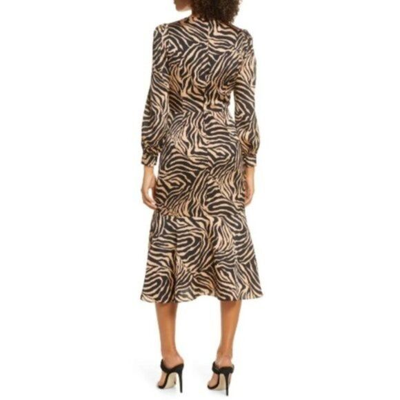 NWT Chelsea28 Zebra Print Long Sleeves Midi Dress - Small - Picture 3 of 10